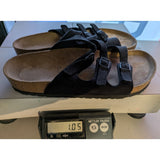 40 L9 M7 Birkenstock Florida Black Suede Soft Footbed Sandals Size 9 Made In Germany