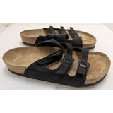 40 L9 M7 Birkenstock Florida Black Suede Soft Footbed Sandals Size 9 Made In Germany