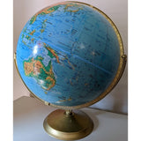 C94 Large 16" Cram Physical Political World Table Globe Blue USA Made Map Vintage Metal