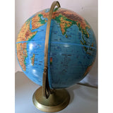 C94 Large 16" Cram Physical Political World Table Globe Blue USA Made Map Vintage Metal