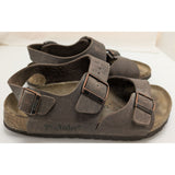 38 L7 M5 Betula Milano Womens Brown Leather Sandals Size 38 Double Strap Adjustable Buckles