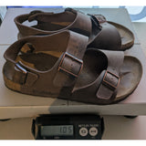 38 L7 M5 Betula Milano Womens Brown Leather Sandals Size 38 Double Strap Adjustable Buckles