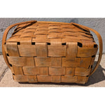 AS-IS BROKEN HANDLE Vintage Wov-N-Wood Jerry Wil Woven Picnic Basket Hinged Lid Dual Handles