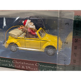 Yellow 1999 Maisto VW Bug Santa Reindeer Volkswagen Ornament Die-Cast Metal Christmas Beetle