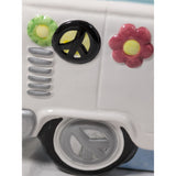 AS-IS 10" CRACKED 1997 Lotus Ceramic Hippie VW Van Cookie Jar Turquoise & White Flower Power Volkswagen Bus