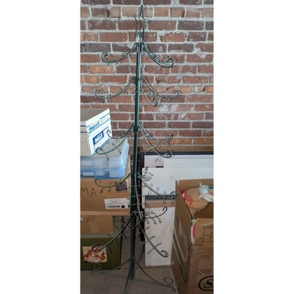 Green Wire Display Tree With Hooks & Star Ornament Holder Christmas Stand