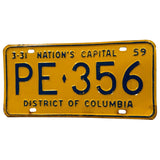 1959 PE 356 District of Columbia License Plate Porsche Nation's Capital