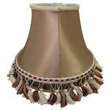 10x14" Fabric Lamp Shade Tassels Beige Red Victorian Style Satin Vintage