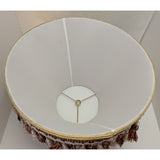 10x14" Fabric Lamp Shade Tassels Beige Red Victorian Style Satin Vintage