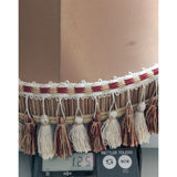 10x14" Fabric Lamp Shade Tassels Beige Red Victorian Style Satin Vintage