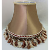 10x14" Fabric Lamp Shade Tassels Beige Red Victorian Style Satin Vintage