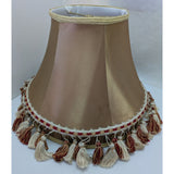 10x14" Fabric Lamp Shade Tassels Beige Red Victorian Style Satin Vintage
