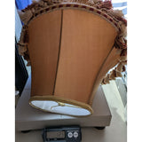 10x14" Fabric Lamp Shade Tassels Beige Red Victorian Style Satin Vintage
