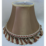 10x14" Fabric Lamp Shade Tassels Beige Red Victorian Style Satin Vintage