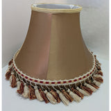 10x14" Fabric Lamp Shade Tassels Beige Red Victorian Style Satin Vintage