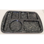 Prolon Ware Vintage Marbled Black Melamine Cafeteria Lunch Tray 6 Compartment
