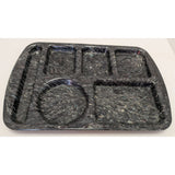 Prolon Ware Vintage Marbled Black Melamine Cafeteria Lunch Tray 6 Compartment