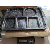 Prolon Ware Vintage Marbled Black Melamine Cafeteria Lunch Tray 6 Compartment