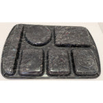 Prolon Ware Vintage Marbled Black Melamine Cafeteria Lunch Tray 6 Compartment