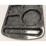 Prolon Ware Vintage Marbled Black Melamine Cafeteria Lunch Tray 6 Compartment