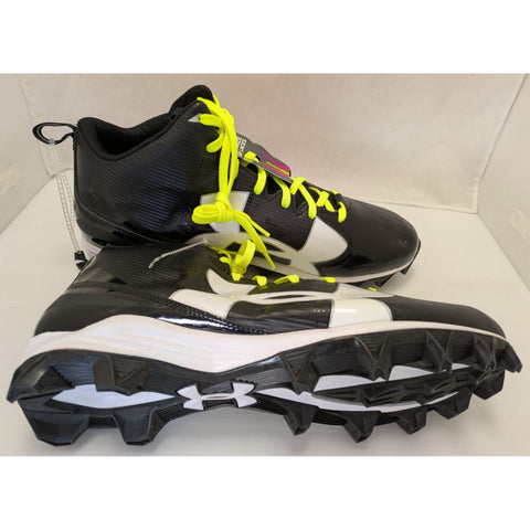 13 Size New Black White Under Armour Men's Crusher RM Football Cleats LaCrosse UA Shoes 1286600-001