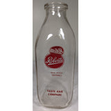 1955? Roberts One Quart Glass Milk Bottle Taste and Compare Duraglas 21 Clear Rectangle