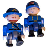Vintage Fisher-Price Civil War Soldier Minifigures Blue Uniform Action Figures Plastic Lego Duplo