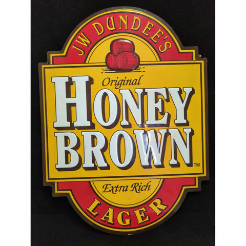21”x15” JW Dundee’s Original Honey Brown Lager Beer Sign Metal Tin Dundees Extra Rich