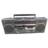 AS-IS Magnavox Super Tandem D8330 Vintage Boombox 2 Band AM/FM Radio 348H Dual Tape Deck Black