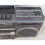 AS-IS Magnavox Super Tandem D8330 Vintage Boombox 2 Band AM/FM Radio 348H Dual Tape Deck Black