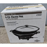 6-Qt West Bend Electric Wok With Non-Stick Interior 5 Settings USA Made 79525 Red Black NOS