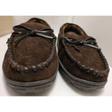 NEW 10 M Clarks Indoor/Outdoor Slippers Brown Suede Slip On Boat Shoes Mens Trapper Moccasin Lined JMH0675