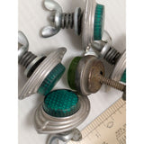 5 Cateye Green Reflector Hardware Vintage Motorcycle Car Boat Bike Bicycle Sign License Plate Fender Bolt