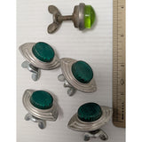 5 Cateye Green Reflector Hardware Vintage Motorcycle Car Boat Bike Bicycle Sign License Plate Fender Bolt