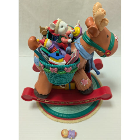 RARE Vintage ENESCO Lustre Fame Musical Christmas Rocking Horse Jingle Bell 1994