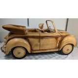 24" 1957 Large VW Bug Convertible Rolling Wheels Handmade Philippines Volkswagen Beetle Replica