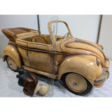 24" 1957 Large VW Bug Convertible Rolling Wheels Handmade Philippines Volkswagen Beetle Replica