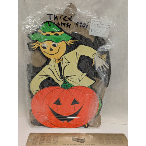 3 Vintage 1970s Halloween Scarecrow Pumpkins Decorations