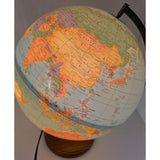 Illuminated 12" Cram Classica Lighted World Globe Earth Lamp Vintage Wood Base Map