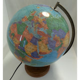 Illuminated 12" Cram Classica Lighted World Globe Earth Lamp Vintage Wood Base Map