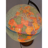 Illuminated 12" Cram Classica Lighted World Globe Earth Lamp Vintage Wood Base Map