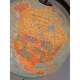 Illuminated 12" Cram Classica Lighted World Globe Earth Lamp Vintage Wood Base Map