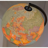 Illuminated 12" Cram Classica Lighted World Globe Earth Lamp Vintage Wood Base Map
