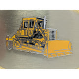 Raised Yellow Bulldozer Oval Belt Buckle Vintage Construction Equipment