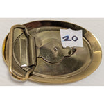 Raised Yellow Bulldozer Oval Belt Buckle Vintage Construction Equipment