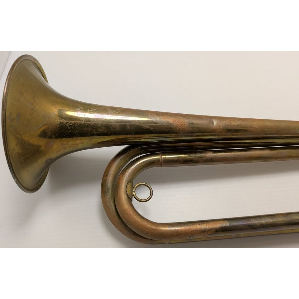 US Regulation Military Bugle Rexcraft Brass USA Horn W/ Mouthpiece Str ...