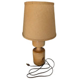 23" How's Your Aspen Table Lamp Handcrafted Natural Wood Hand Turned 3 Way Burlap Shade