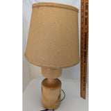 23" How's Your Aspen Table Lamp Handcrafted Natural Wood Hand Turned 3 Way Burlap Shade