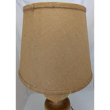 23" How's Your Aspen Table Lamp Handcrafted Natural Wood Hand Turned 3 Way Burlap Shade