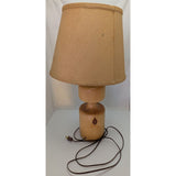 23" How's Your Aspen Table Lamp Handcrafted Natural Wood Hand Turned 3 Way Burlap Shade